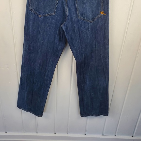 Y2K Roca Wear Streetwear Embroidered Baggy Men's Size 36W 34L Jeans - Picture 5 of 10
